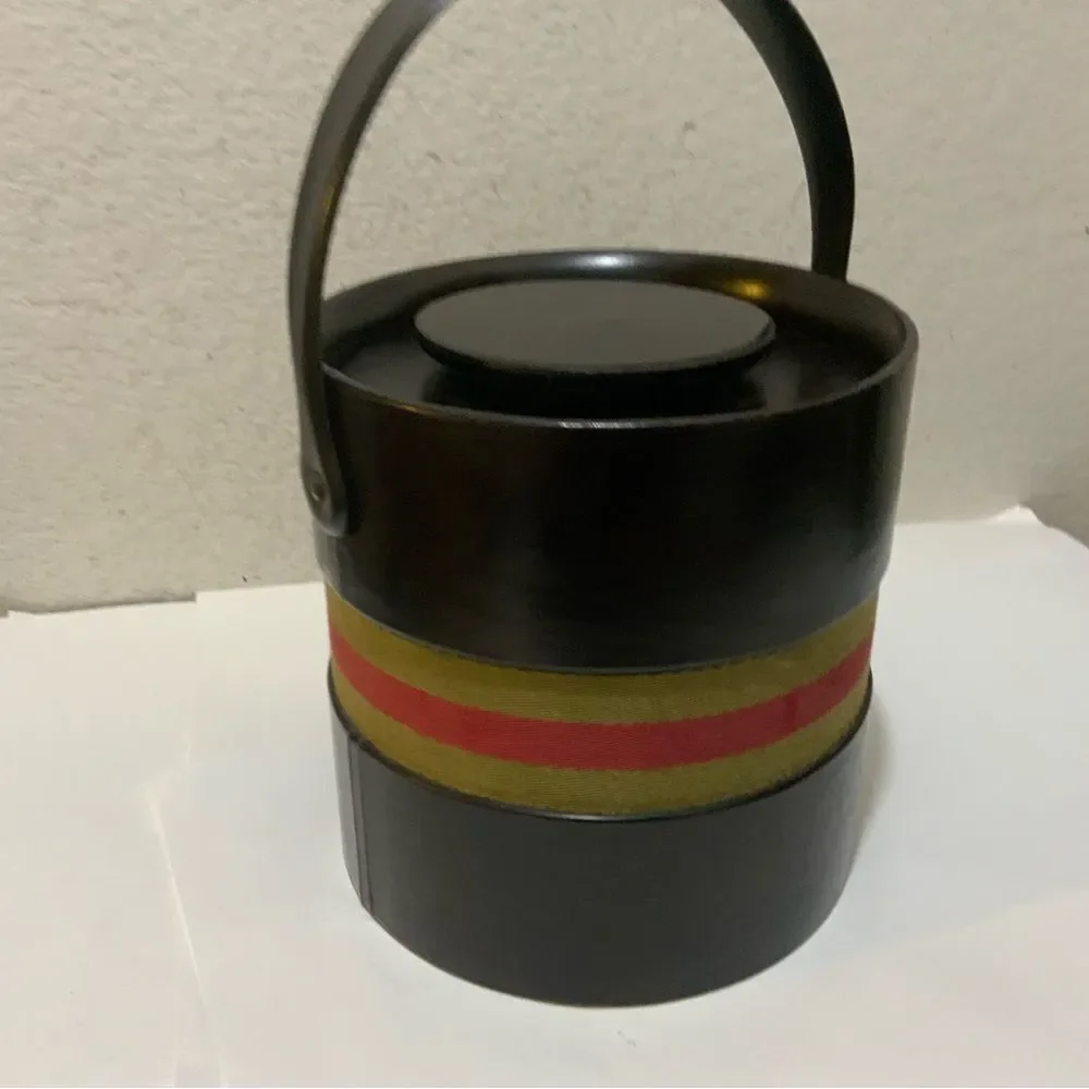 Vintage Kraftware Gucci Style Equestrian Faux Leather Buckle Ice Bucket Barware